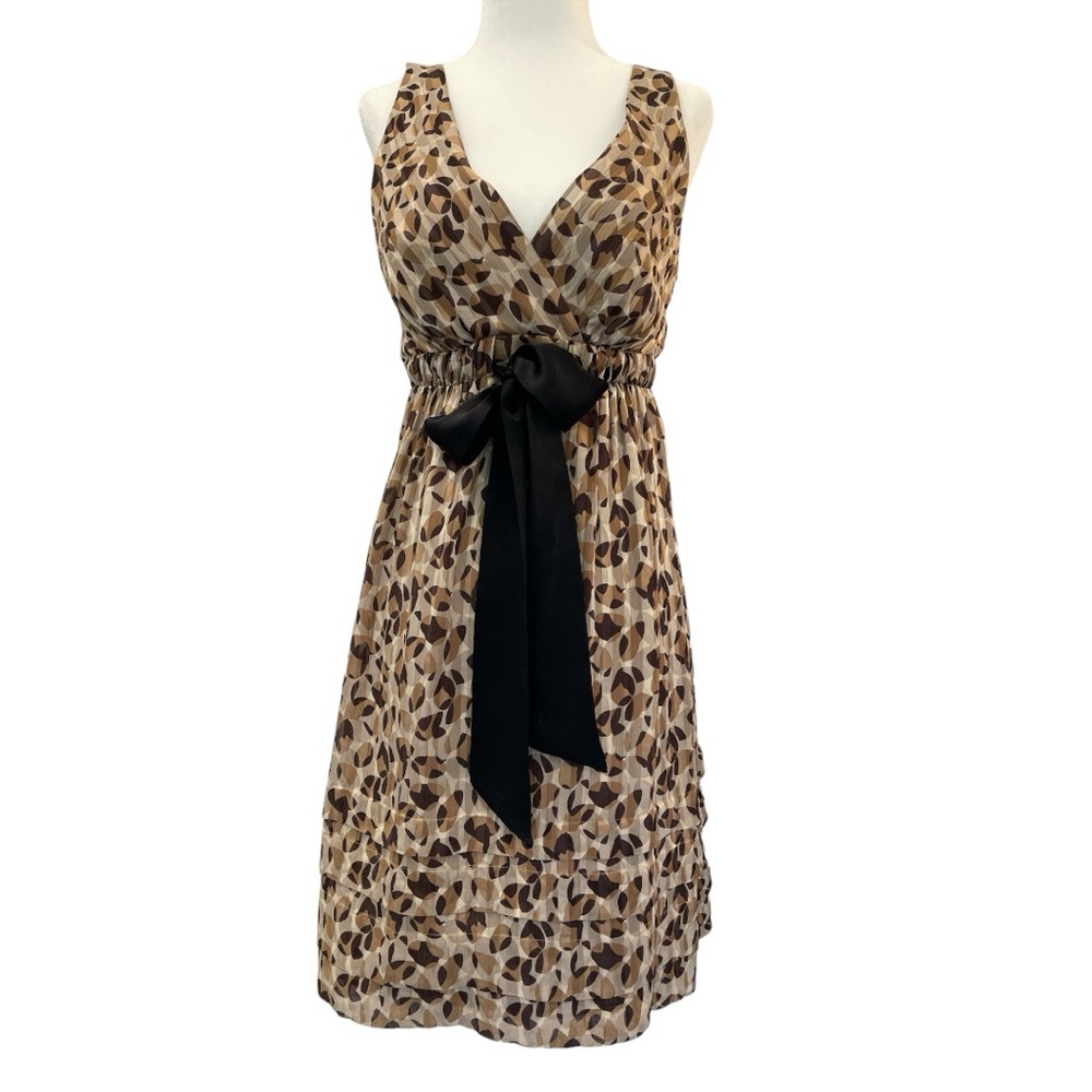 BCBG MAXAZRIA SILK COCKTAIL DRESS.EMPIRE WAIST.ABSTRACT ANIMAL PRINT.SIZE 4